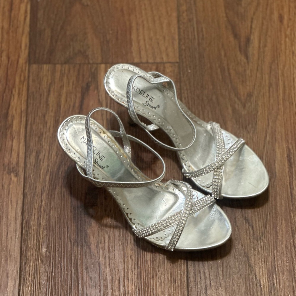 Madeline Silver Strappy Heels